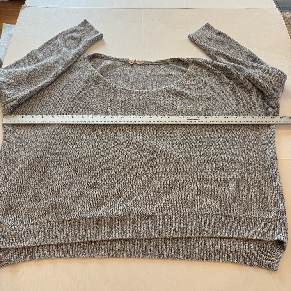 Anthropologie Moth Fairview Pullover Sweater Gray Marled Cotton Women’s Size L - Picture 8 of 11